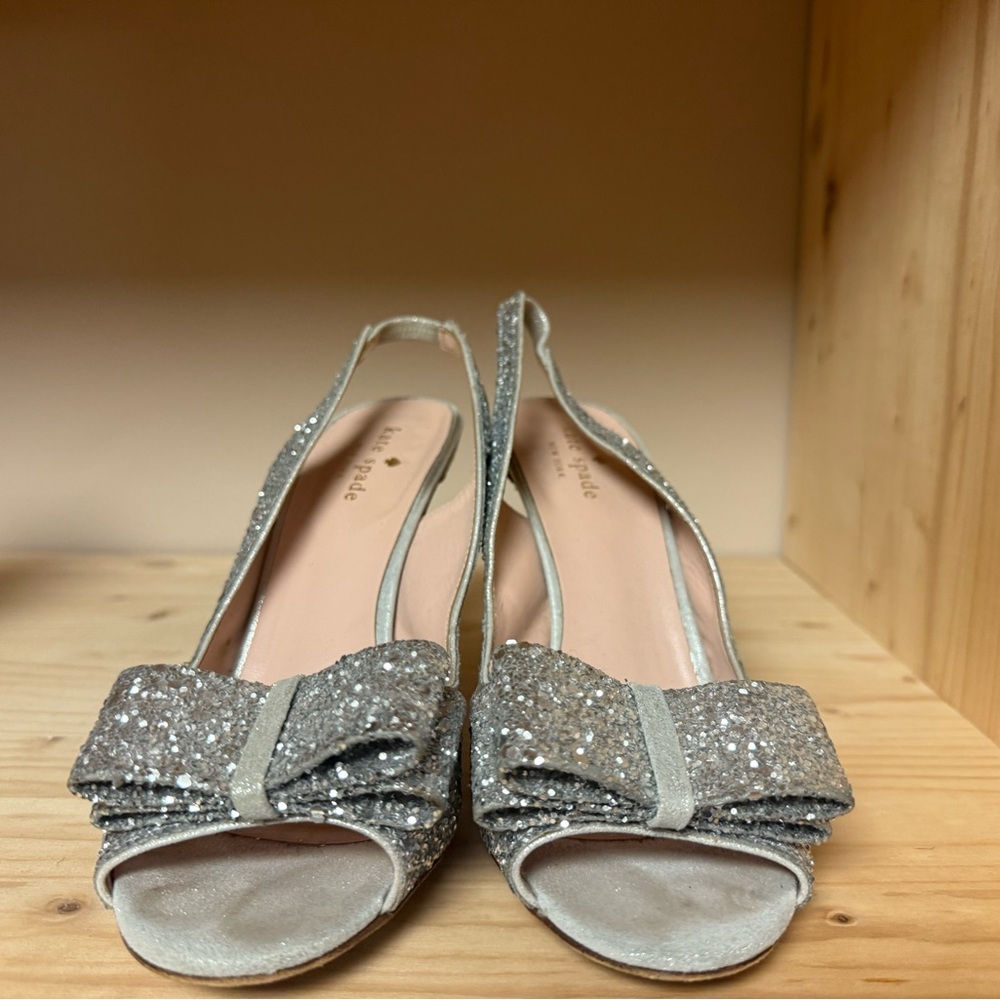 Kate Spade Glitter Bow Heels